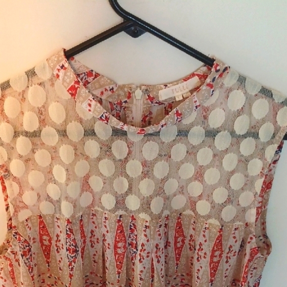 Tulle Cream and Pink Sleeveless Blouse, L - Picture 3 of 6